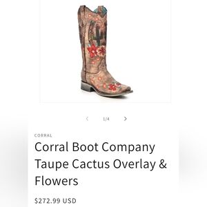 CORRAL Taupe Cactus Overlay & Flowers Boot